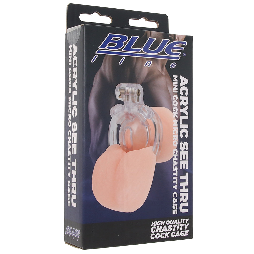 Blueline Acrylic See Thru Mini Cock Micro Chastity Cage Bondage and Fetish > Cock and Ball Devices