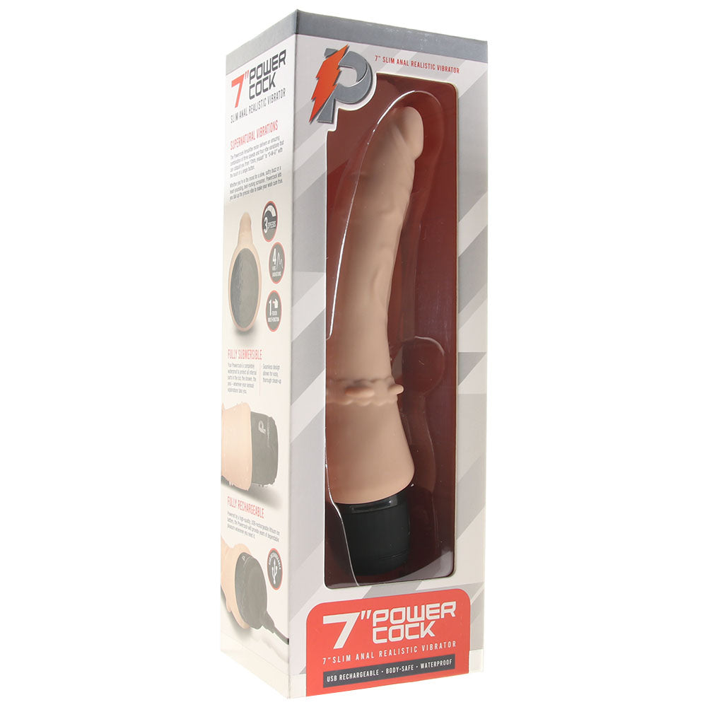 Power Cock 7 Inch Slim Realistic Vibe in Light Vibrators > Realistic Vibrator Dildos