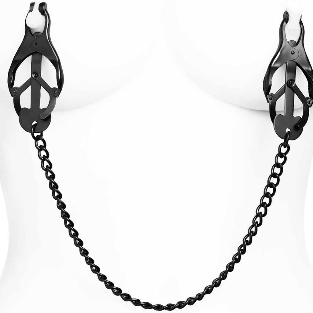 Master Series Monarch Noir Chained Clover Clamps Bondage and Fetish > Nipple Stimulators & Clamps