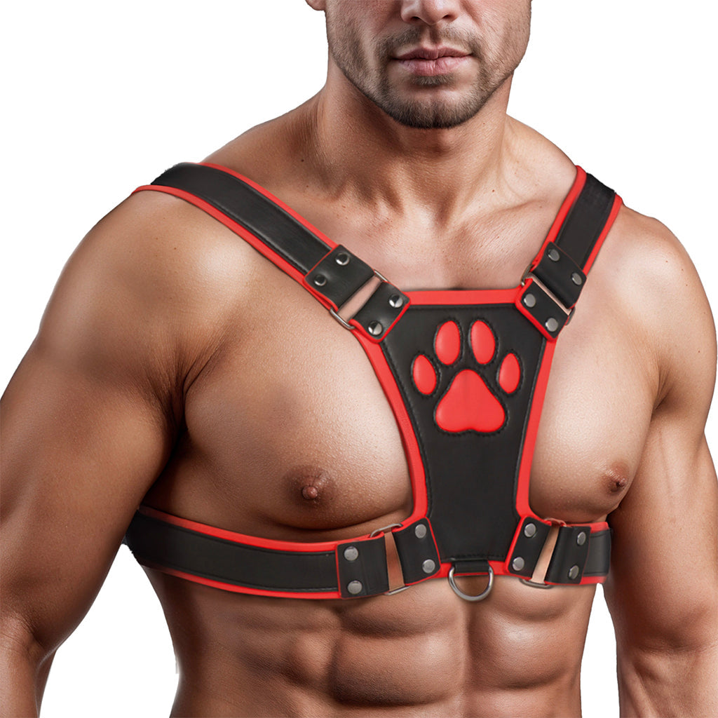 Master Series Alpha Pup Bulldog Harness in Red Bondage and Fetish > Men's Bondage Wear