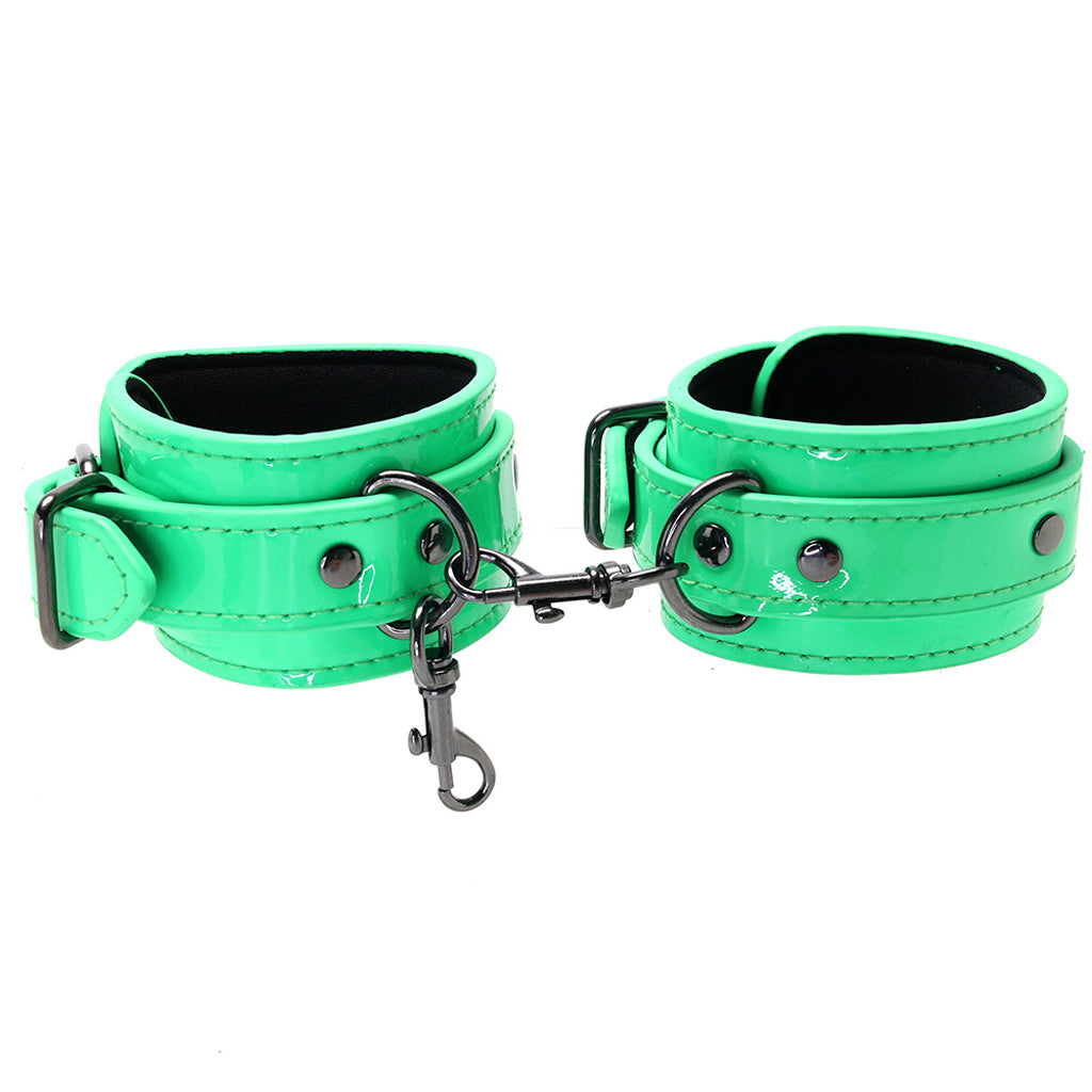 Electra Play Things Wrist Cuffs in Neon Green Bondage and Fetish > Wrist and Ankle Cuffs