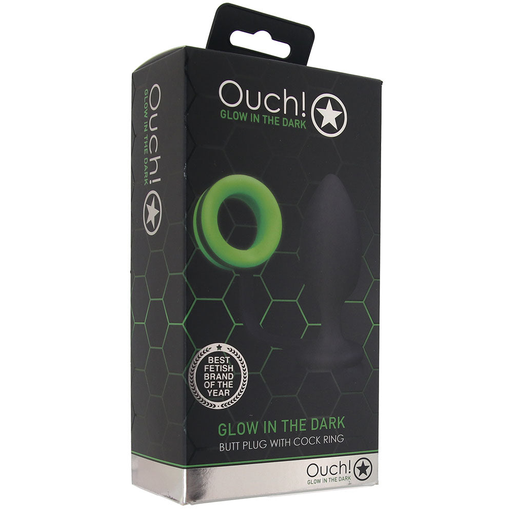 Ouch! Glow In The Dark Butt Plug with Cock Ring Anal Sex Toys > Butt Plugs