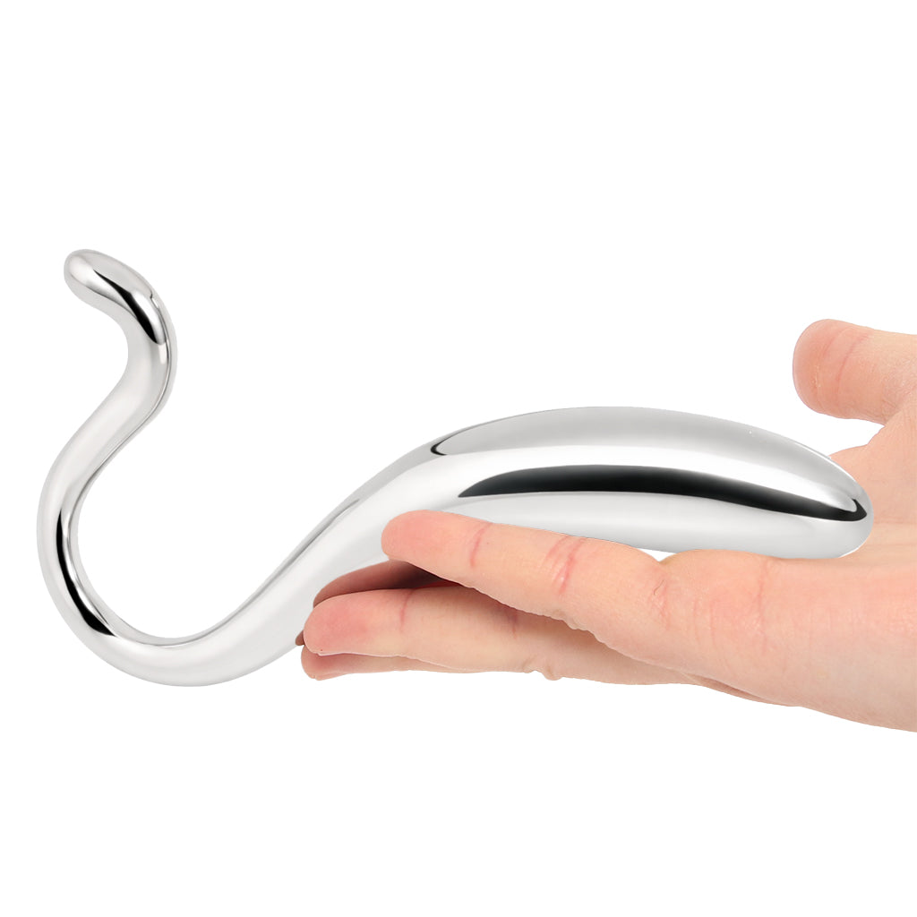 Stainless Steel Hollow Curved Wand Dildo Sex Toys > G-Spot Dildos