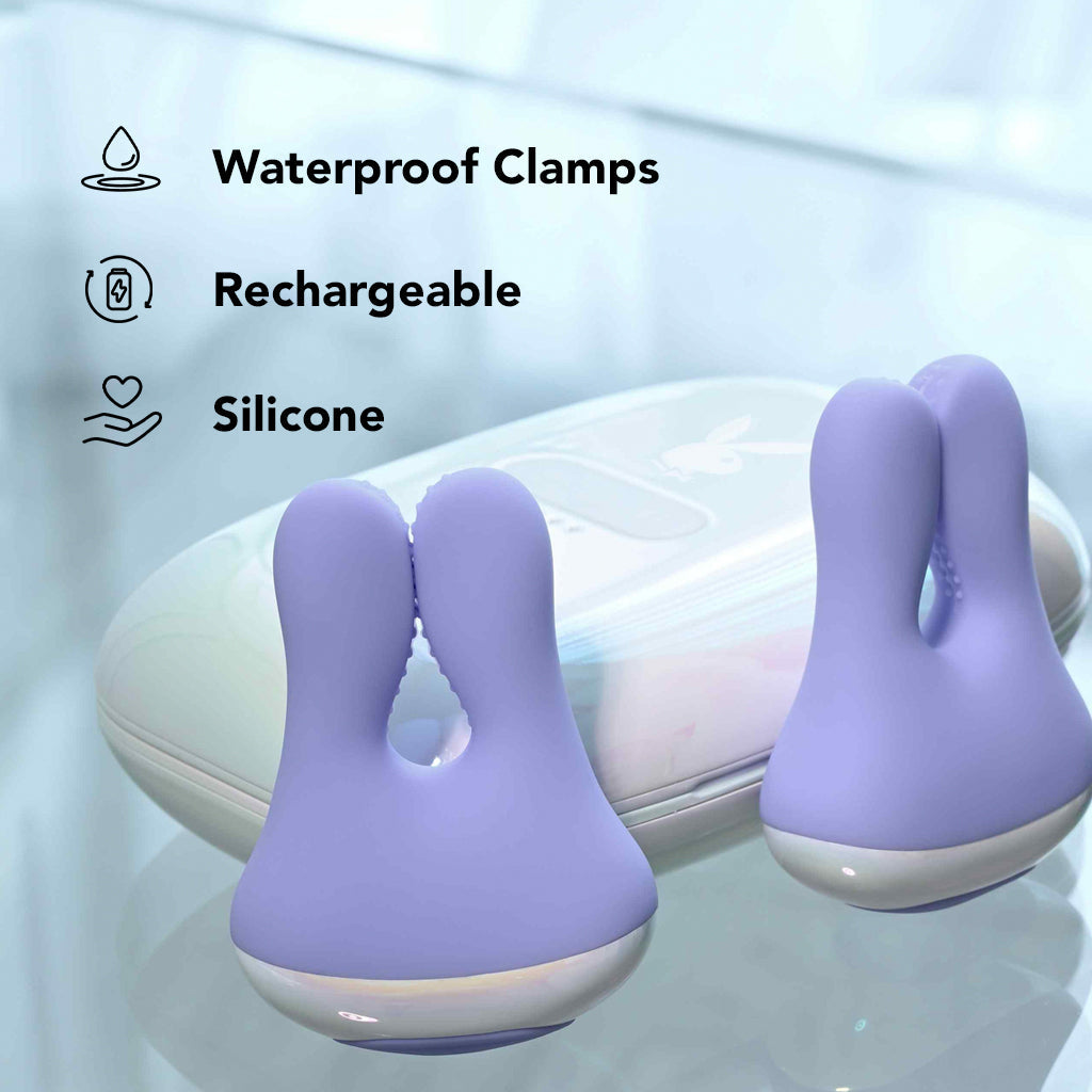 Playboy In a Pinch Vibrating Clamps with Recharge Case Bondage and Fetish > Nipple Stimulators & Clamps