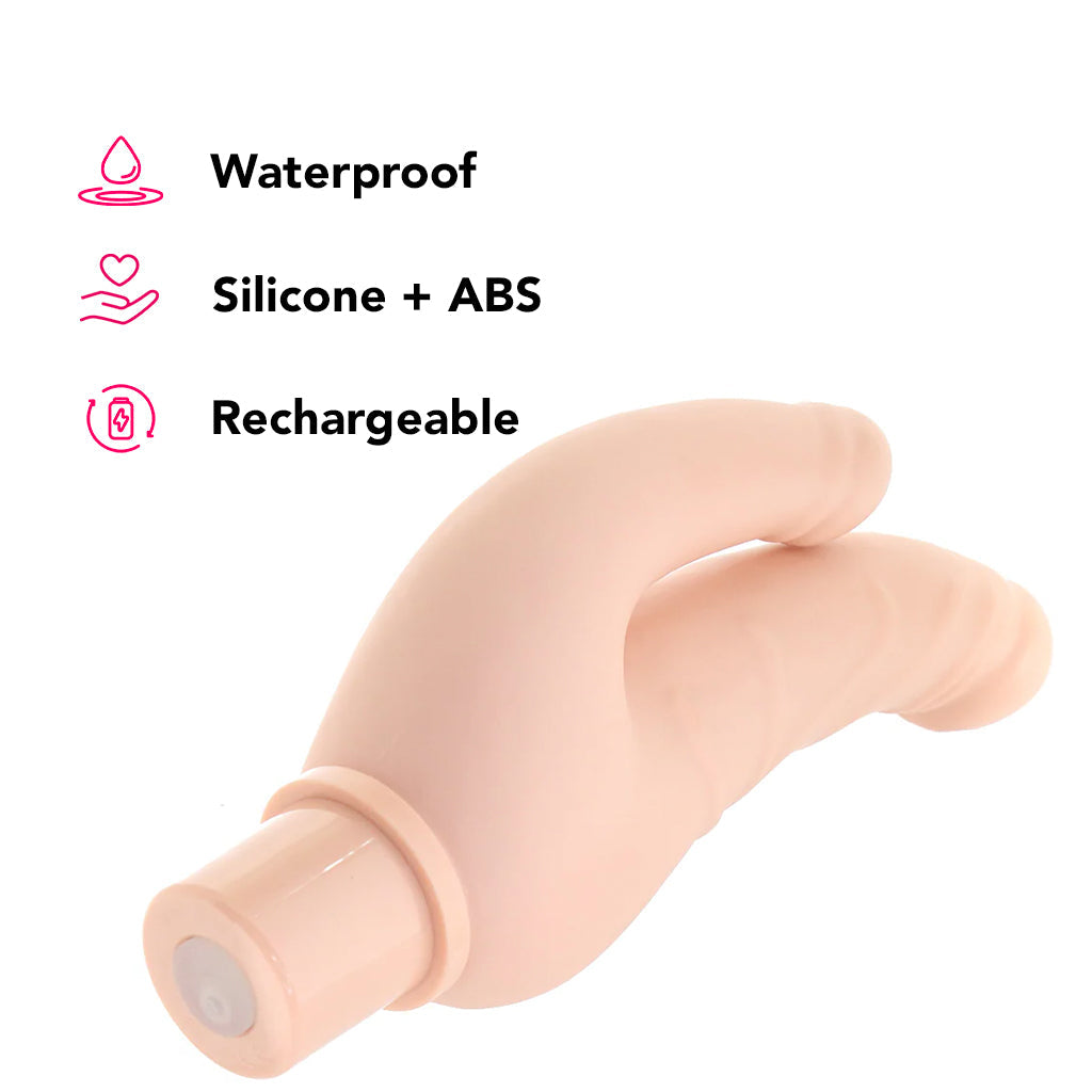 Power Stud Rechargeable Over & Under Vibe in White Dildo Sex Toys > Realistic Dildos