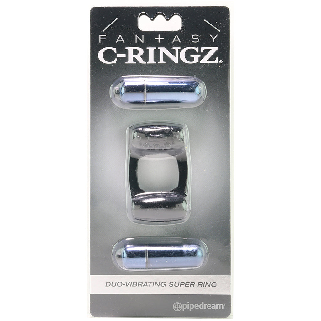 Duo-Vibrating Super Ring in Black Cock Rings