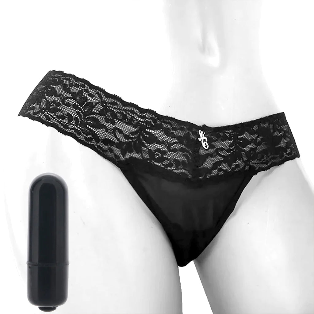 Vibrating Panties with Hidden Vibe Pocket Black /M Vibrators > Wearable & Panty Vibrators