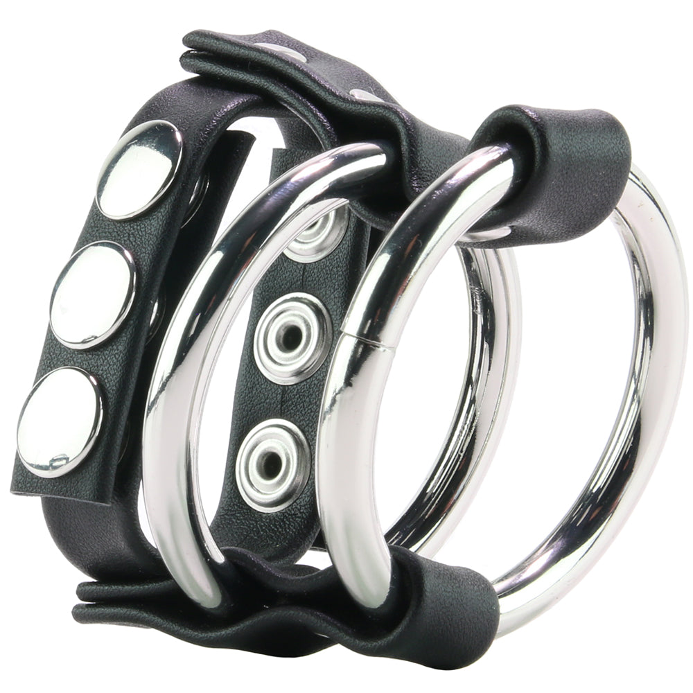 Blue Line Double Metal C-Ring with Adjustable Ball Strap Bondage and Fetish > Cock and Ball Devices