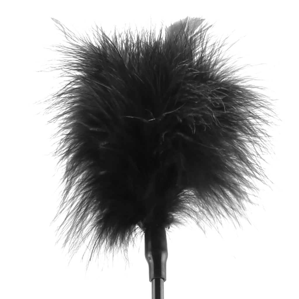 Black & White Crop with Feather Tickler Bondage and Fetish > Whips and Crops