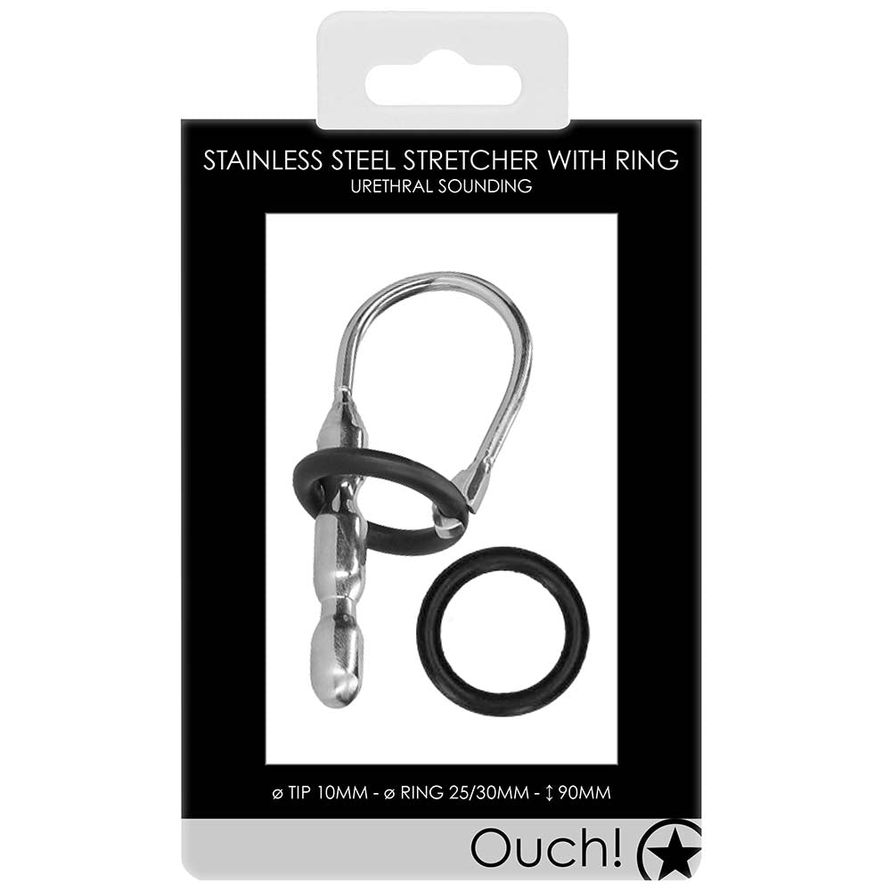 Ouch! 10mm Steel Urethral Sounding Plug with Silicone Ring Bondage and Fetish > Cock and Ball Devices