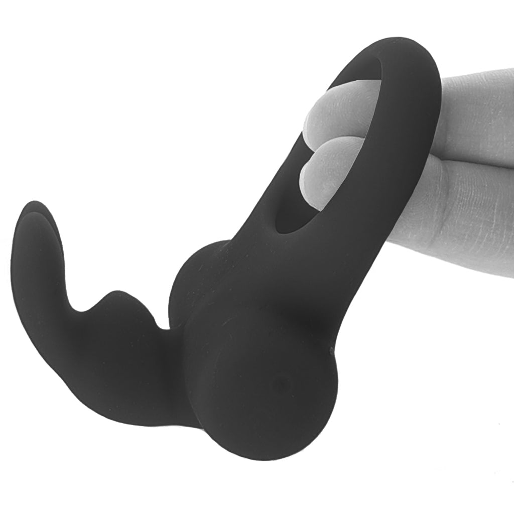 Frisky Bunny Vibrating Ring in Black Pearl Cock Rings
