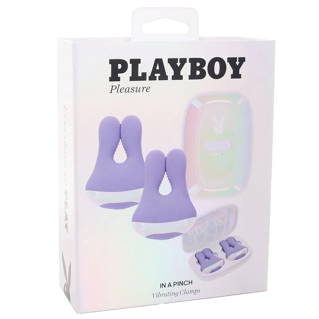 Playboy In a Pinch Vibrating Clamps with Recharge Case Bondage and Fetish > Nipple Stimulators & Clamps
