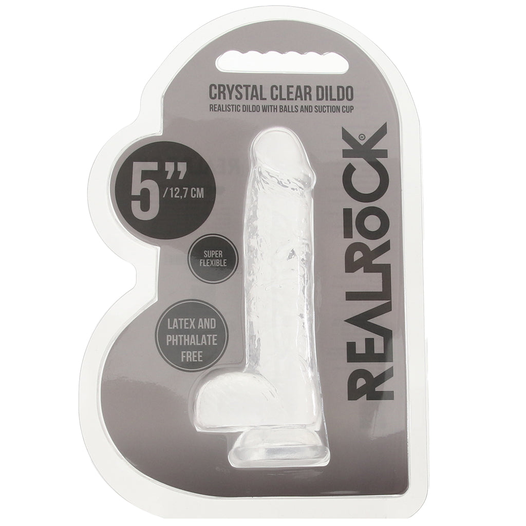 RealRock 5 Inch Realistic Ballsy Dildo in Crystal Clear Dildo Sex Toys > Realistic Dildos