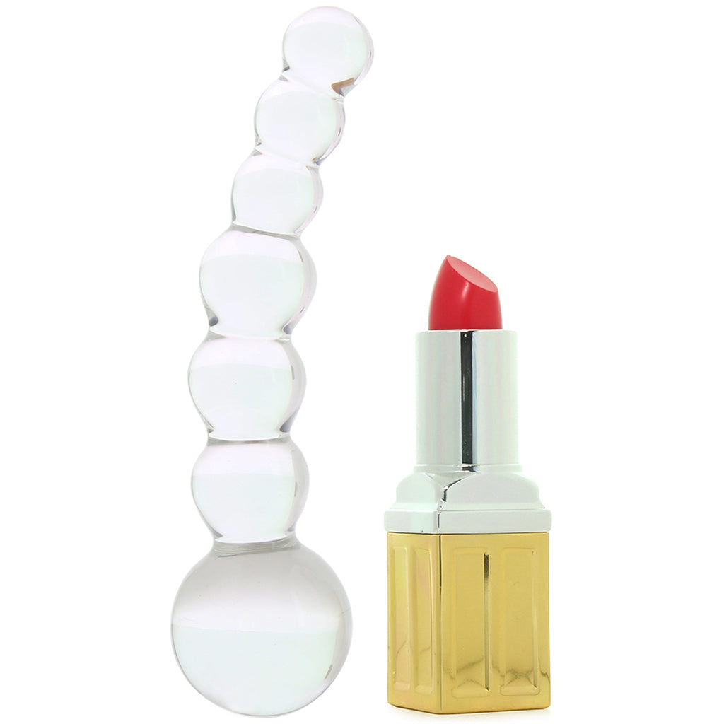 5 Inch Curved Glass Beaded Dildo Dildo Sex Toys > Non-Phallic Dildos
