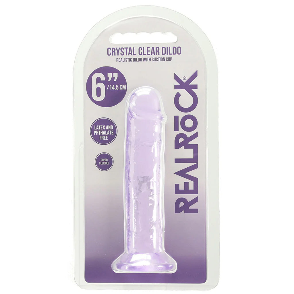 RealRock Crystal Clear Jelly 6 Inch Dildo in Purple Dildo Sex Toys > Realistic Dildos