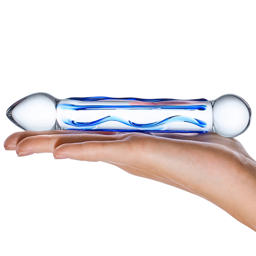gläs 6.5 Inch Full Tip Textured Glass Dildo Dildo Sex Toys > Pyrex Glass Dildos