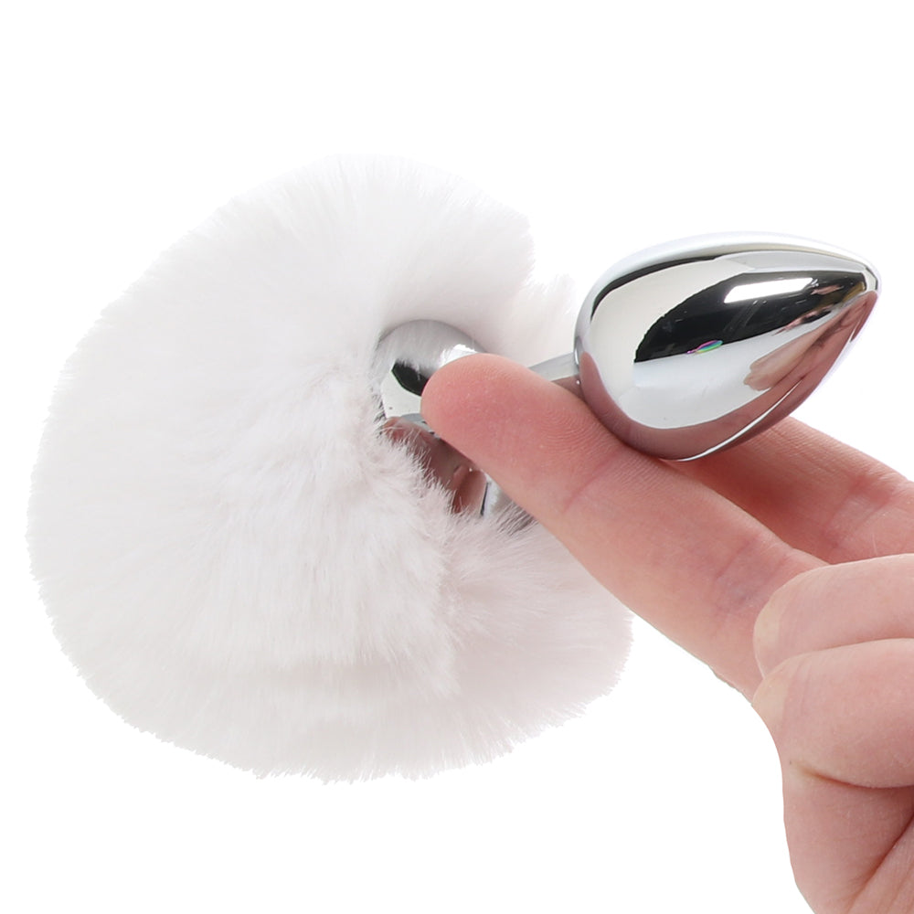 Gemsations 3 Inch Bunny Tail Butt Plug in Silver Anal Sex Toys > Butt Plugs