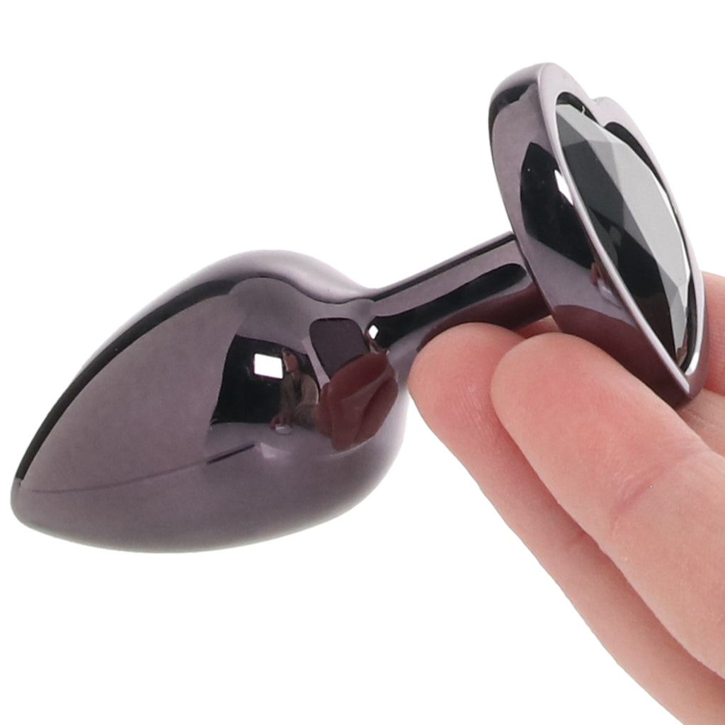Jewel Black Diamond Heart Plug in Small Anal Sex Toys > Butt Plugs