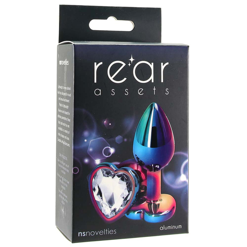 Small Aluminum Plug with Clear Heart Gem in Multicolor Anal Sex Toys > Butt Plugs