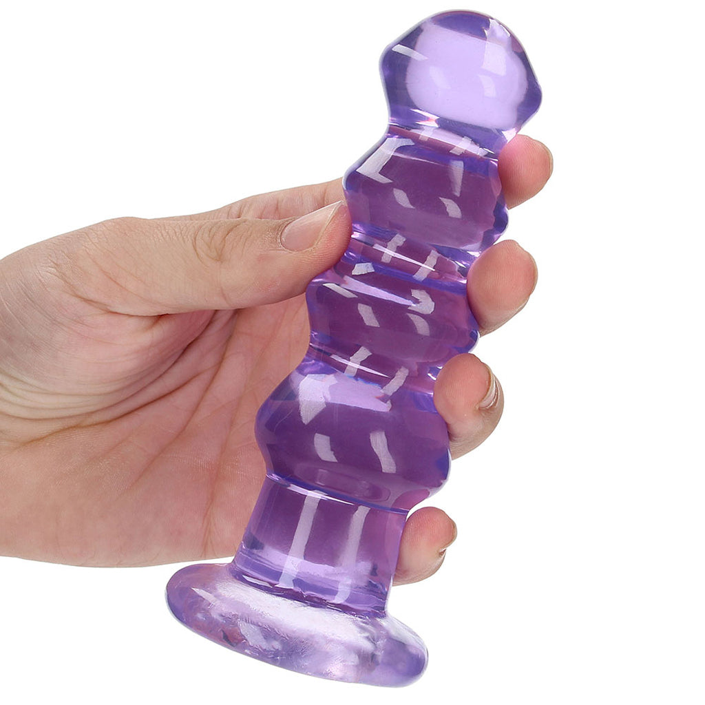 RealRock Crystal Clear Jelly 5.5 Inch Curvy Dildo in Purple Dildo Sex Toys > Anal Dildos