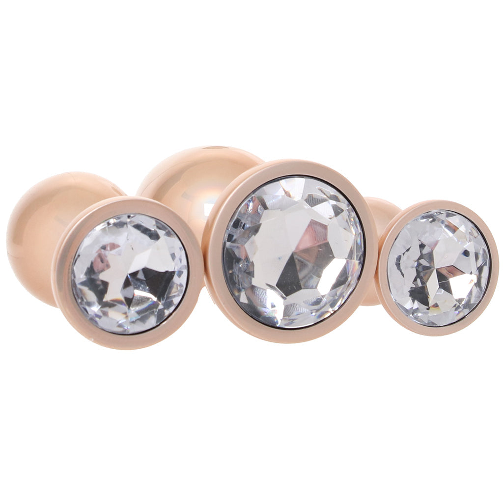 Rear Assets 3 Piece Metal Butt Plug Kit in Champagne Anal Sex Toys > Butt Plugs
