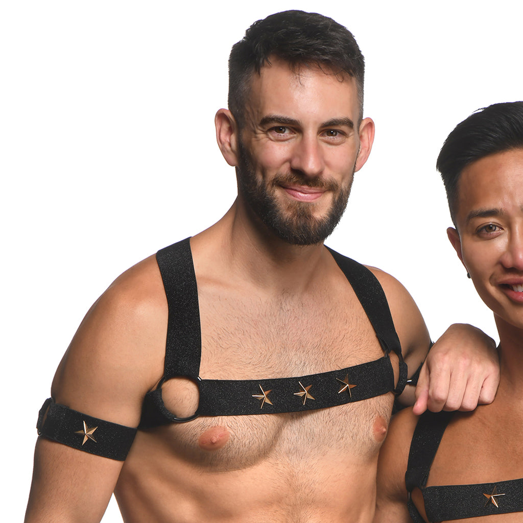 Master Series Rave Harness Elastic Chest Harness /M Bondage and Fetish > Men's Bondage Wear
