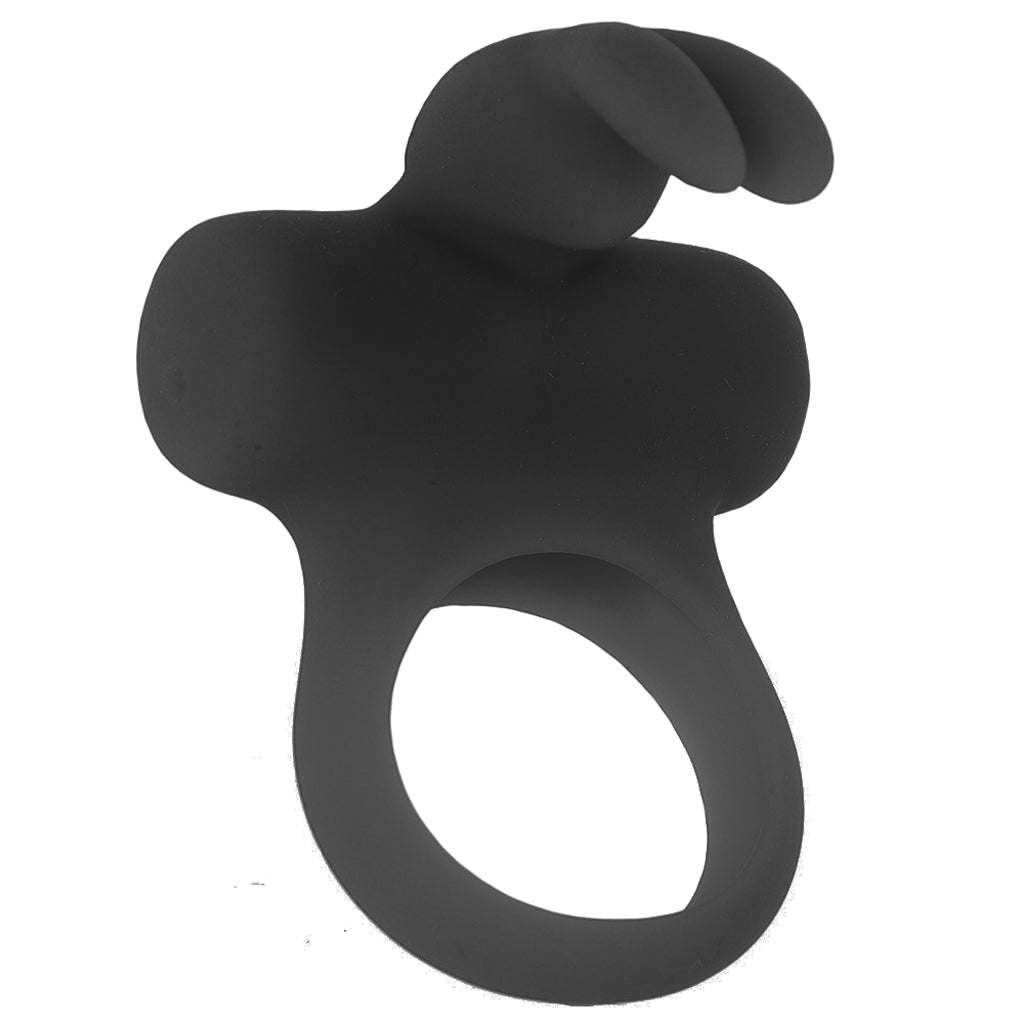 Frisky Bunny Vibrating Ring in Black Pearl Cock Rings