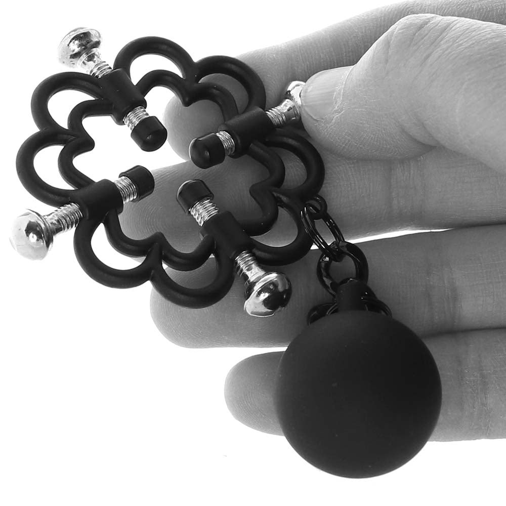 Nipple Grips 4-Point Weighted Nipple Press Clamps in Black Bondage and Fetish > Nipple Stimulators & Clamps