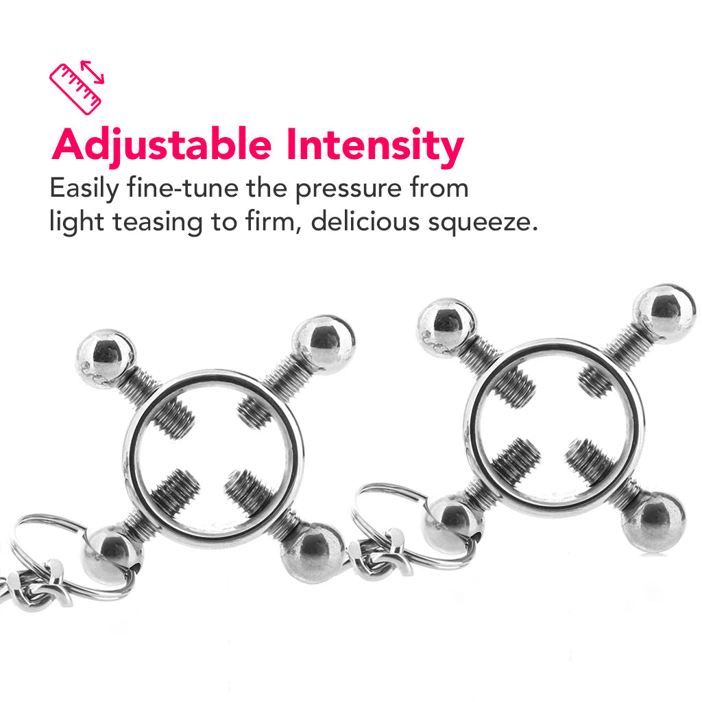 Nipple Grips 4-Point Nipple Press and Chain Bondage and Fetish > Nipple Stimulators & Clamps