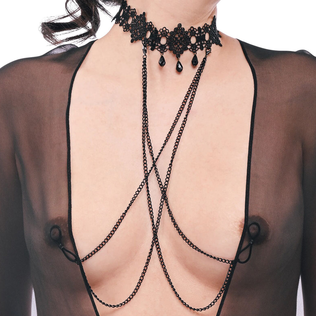Sex & Mischief Lace Collar with Nipple Ties Bondage and Fetish > Tools & Accessories