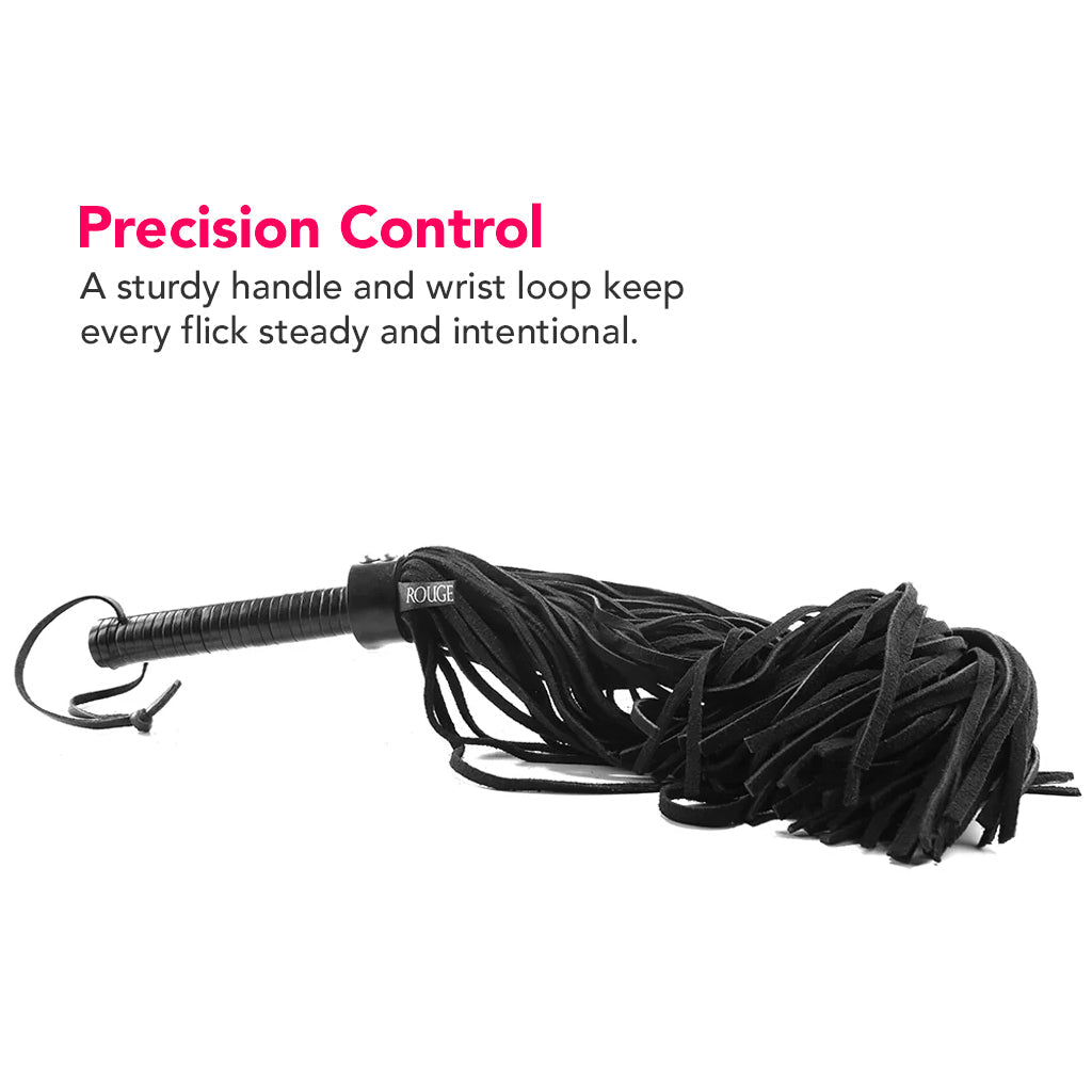 Long Suede Flogger in Black Bondage and Fetish > Whips and Crops