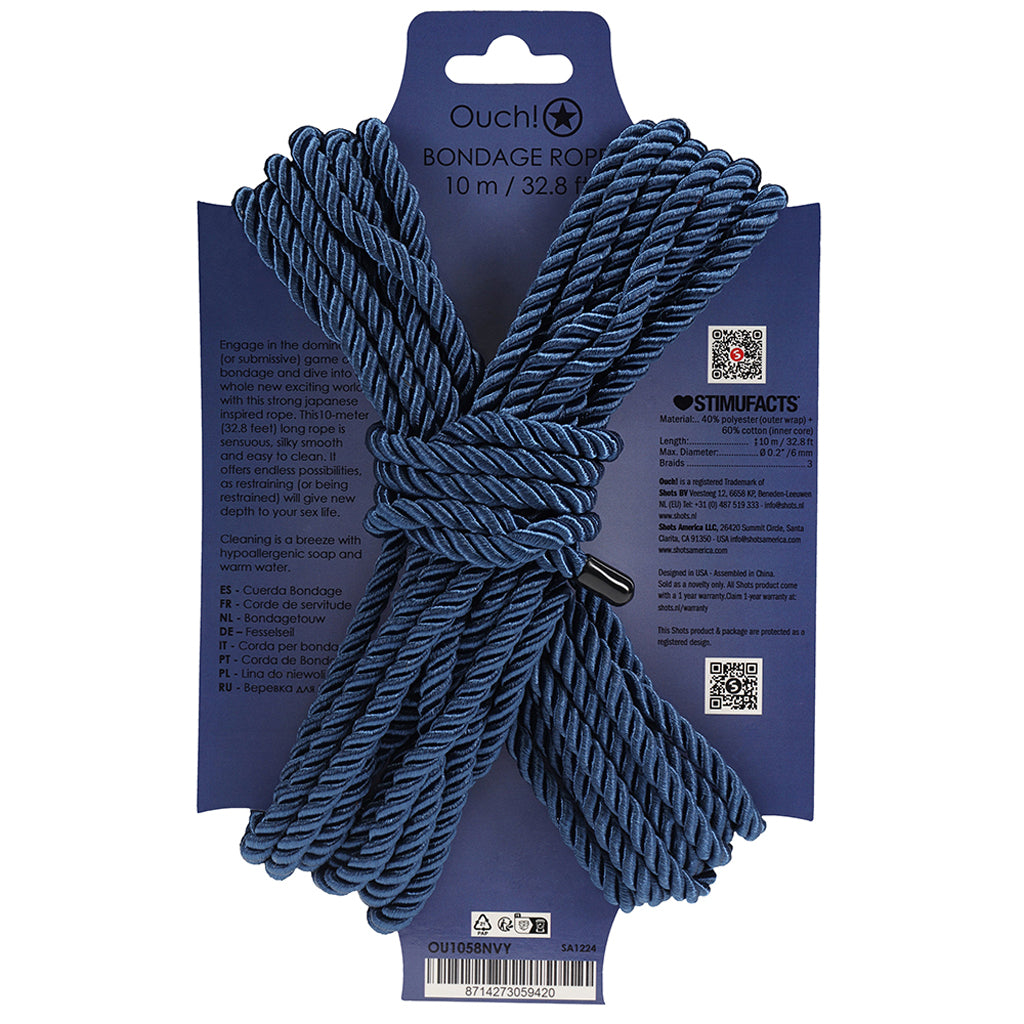 Ouch! 32.8'/10m Bondage Rope in Navy Blue Bondage and Fetish > Restraints