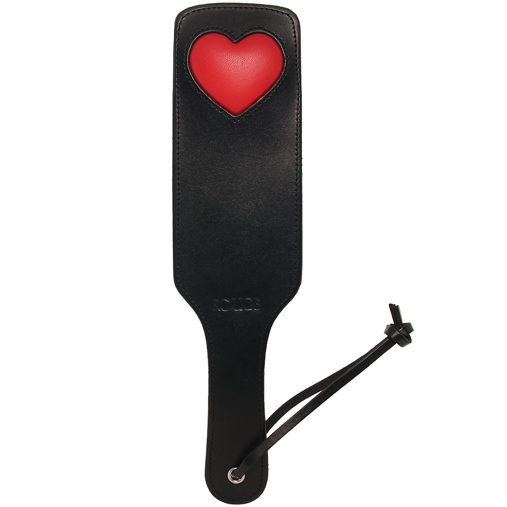 Black Leather Red Heart Paddle Bondage and Fetish > Whips and Crops