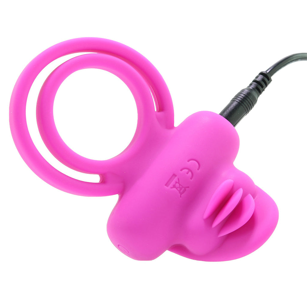 Dual Clit Flicker Vibrating Cock Ring in Pink Cock Rings