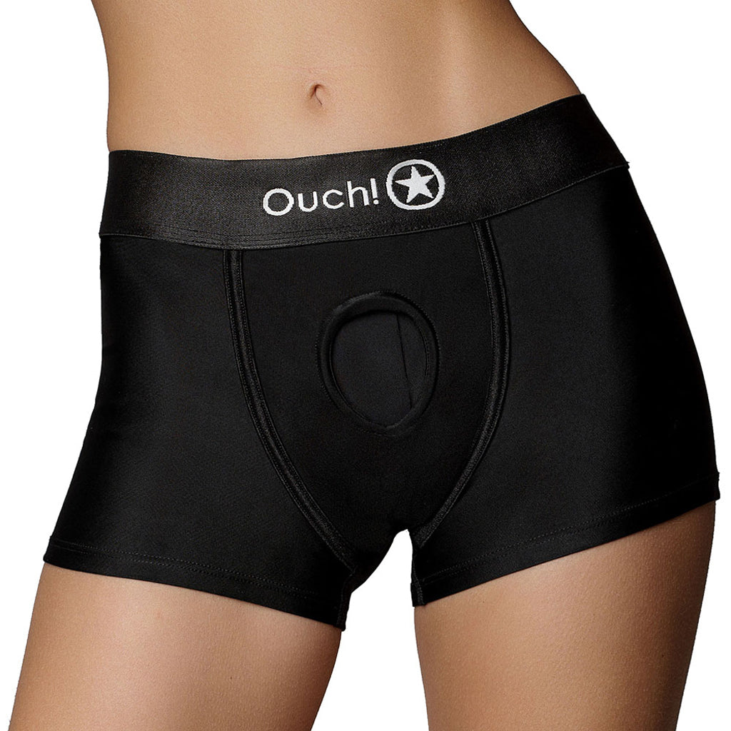 Ouch! Black Vibrating Strap-on Boxer /S Dildo Sex Toys > Strap-On and Harnesses