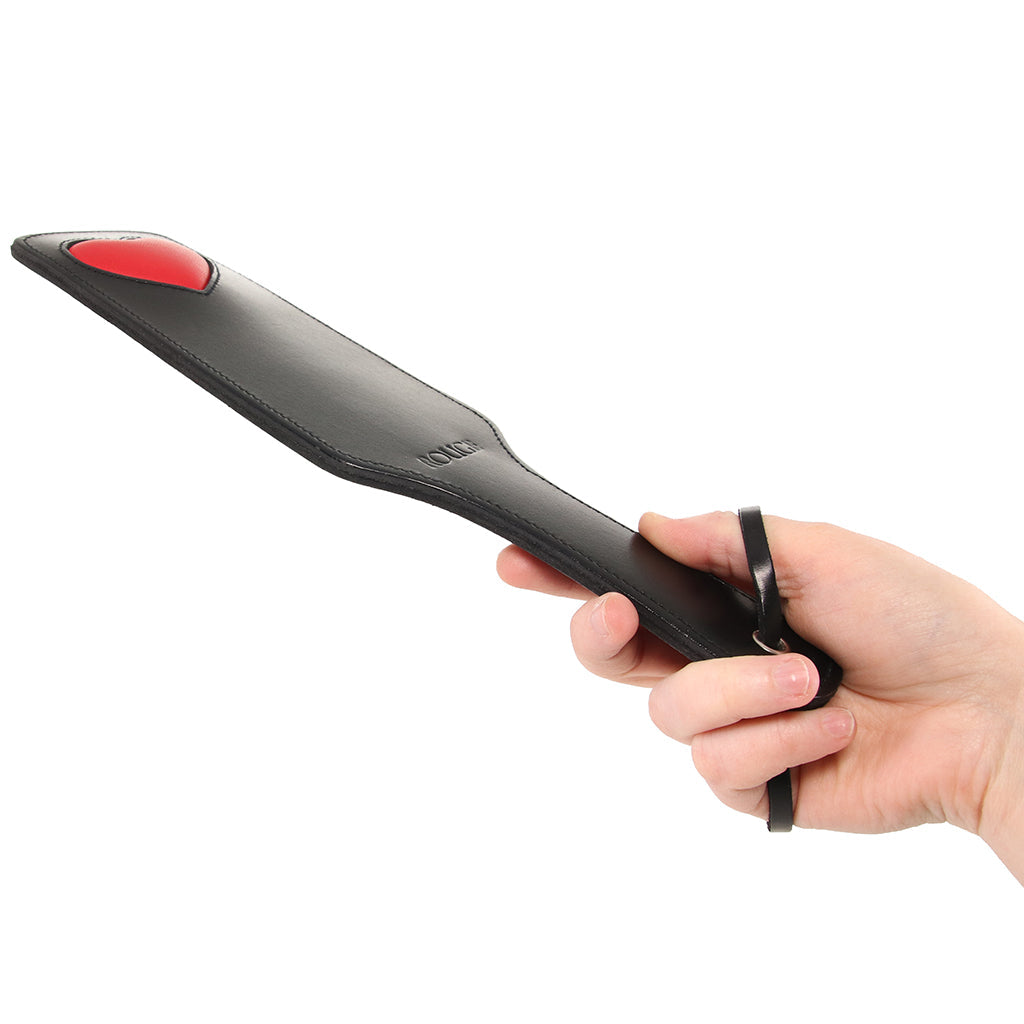 Black Leather Red Heart Paddle Bondage and Fetish > Whips and Crops