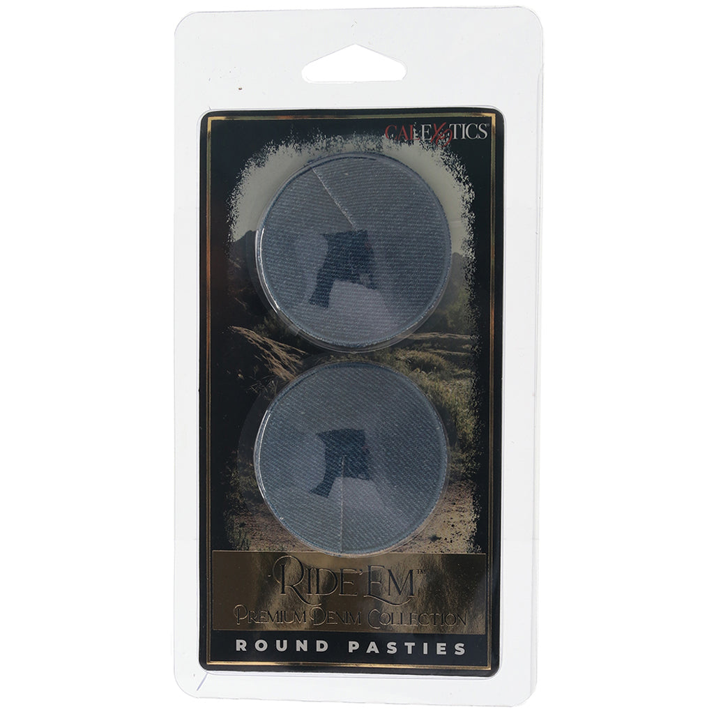 Ride 'Em Denim Round Pasties Bondage and Fetish > Pleasure Masks and Dress Up Play