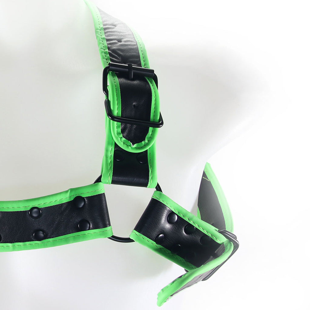 Ouch! Glow in the Dark Buckle Bulldog Harness /M Bondage and Fetish > Men's Bondage Wear