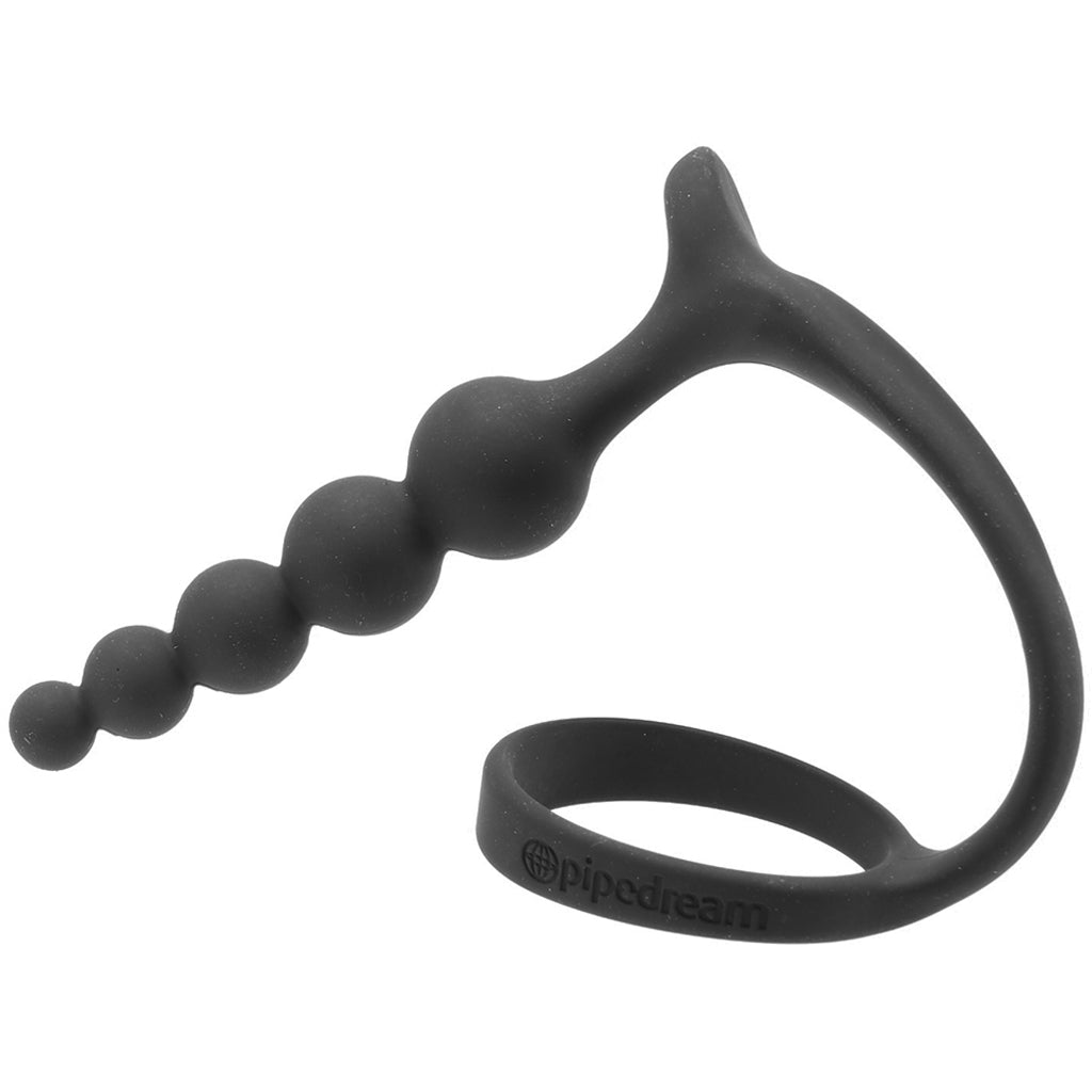 Anal Fantasy Ass-Gasm Beaded Cock Ring Plug in Black Cock Rings