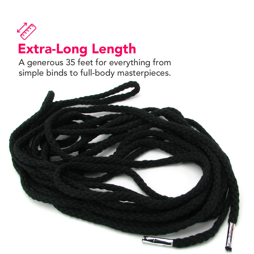 Fetish Fantasy Series 35 Foot Japanese Silk Rope in Black Bondage and Fetish > Restraints