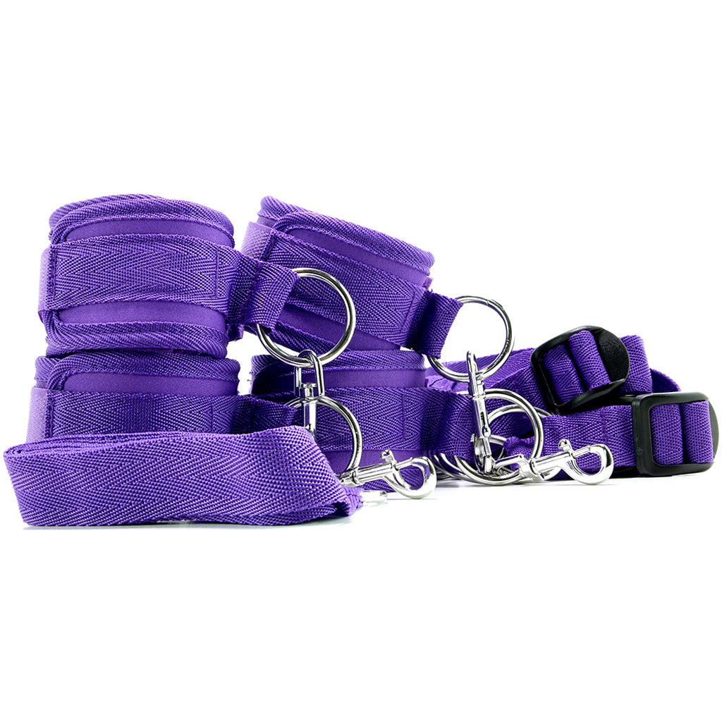 7 Piece Bed Spreader Restraint System in Purple Bondage and Fetish > Restraints