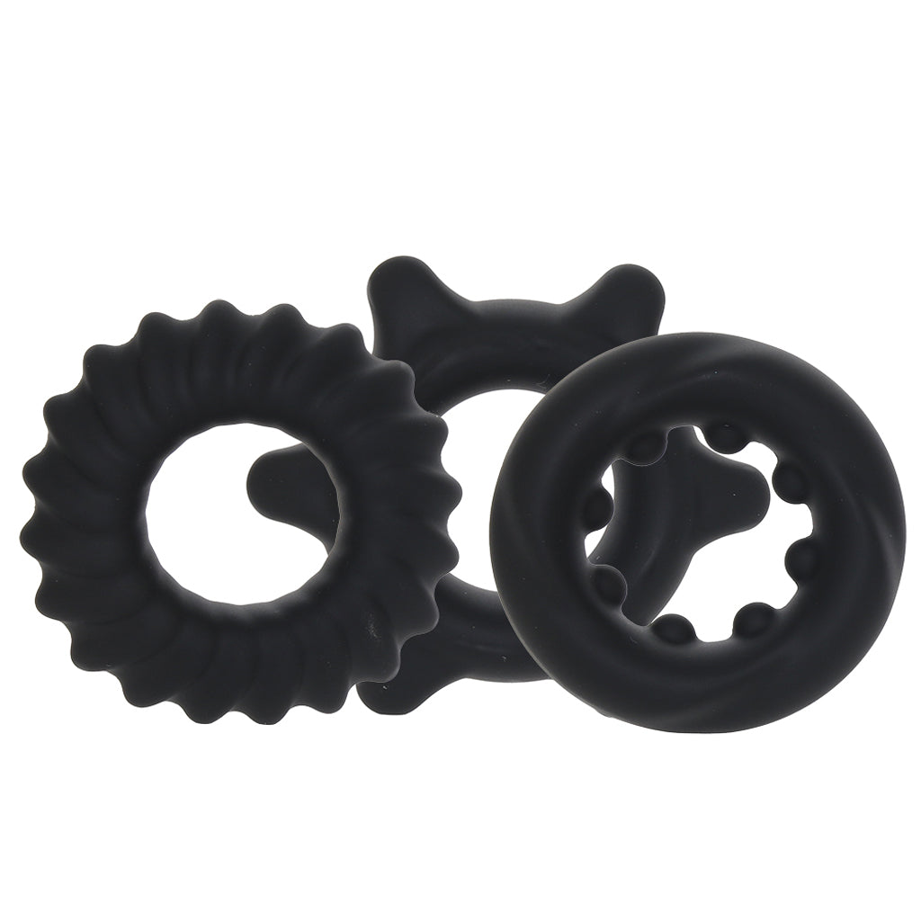 Manzo Liquid Silicone Ring Set in Black Cock Rings