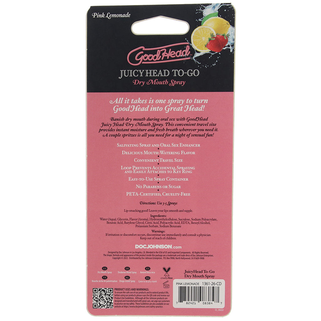 GoodHead Juicy Head Dry Mouth Spray To-Go in Pink Lemonade Lubes and Lotions > Flavored Sex Lubes