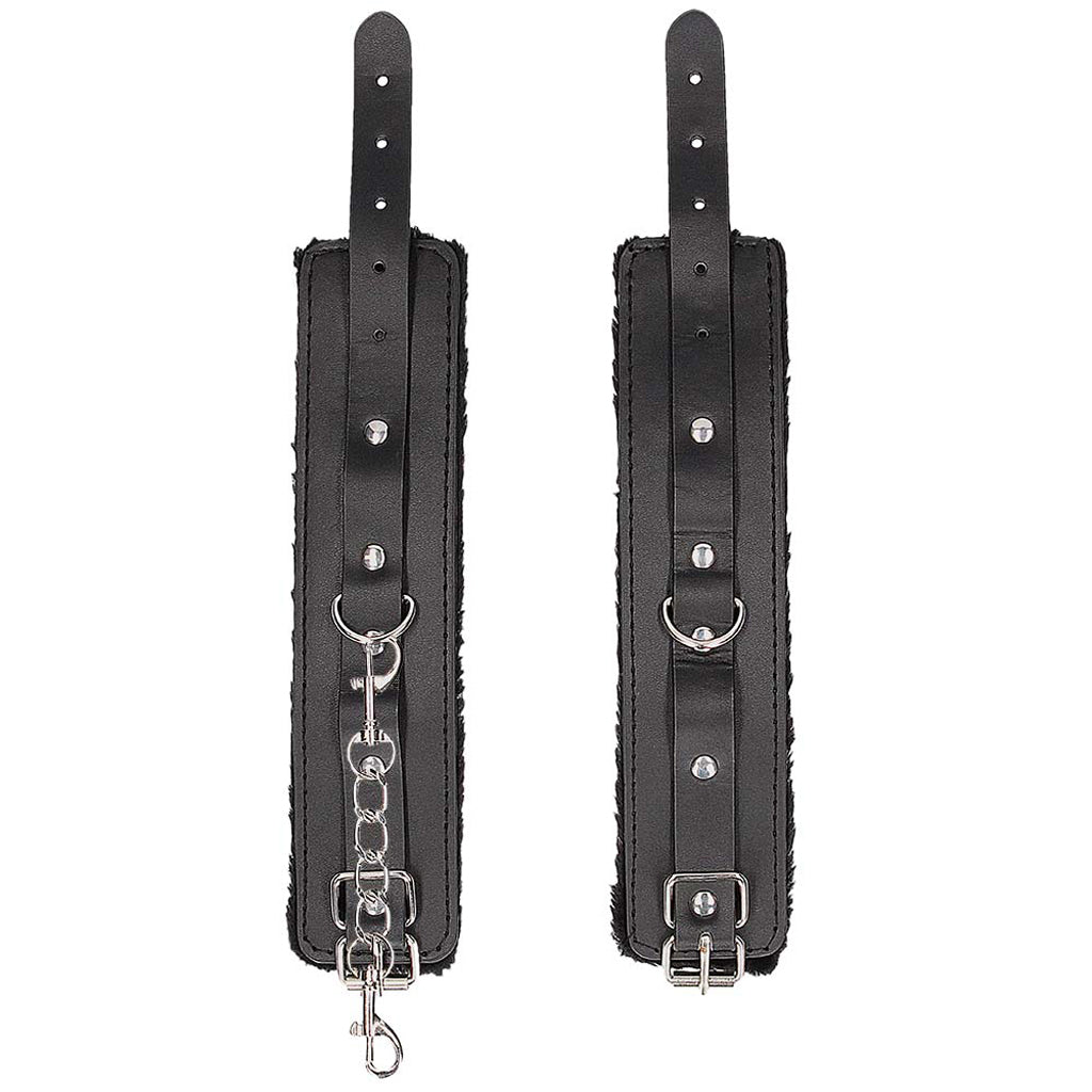 Black & White Plush Wrist Cuffs Bondage and Fetish > Wrist and Ankle Cuffs