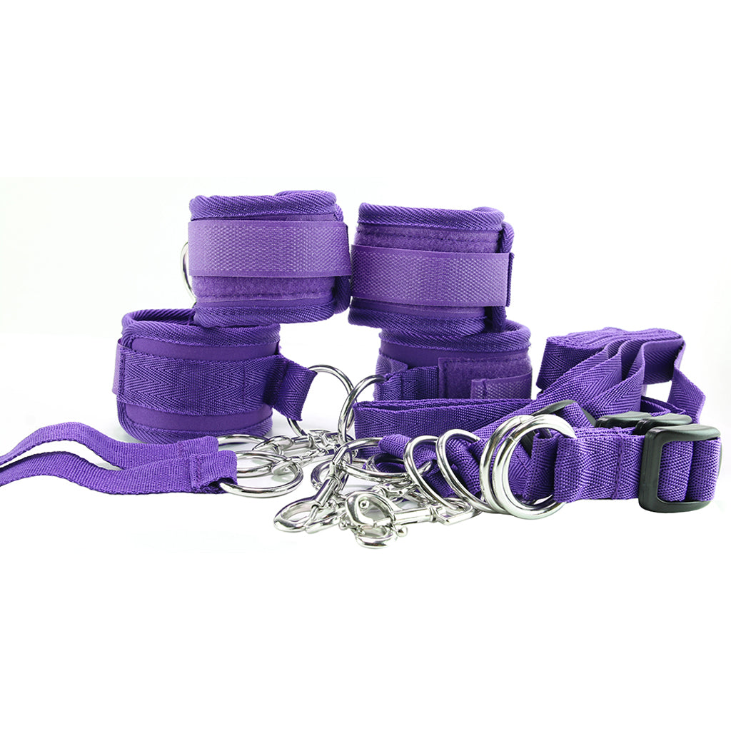 7 Piece Bed Spreader Restraint System in Purple Bondage and Fetish > Restraints