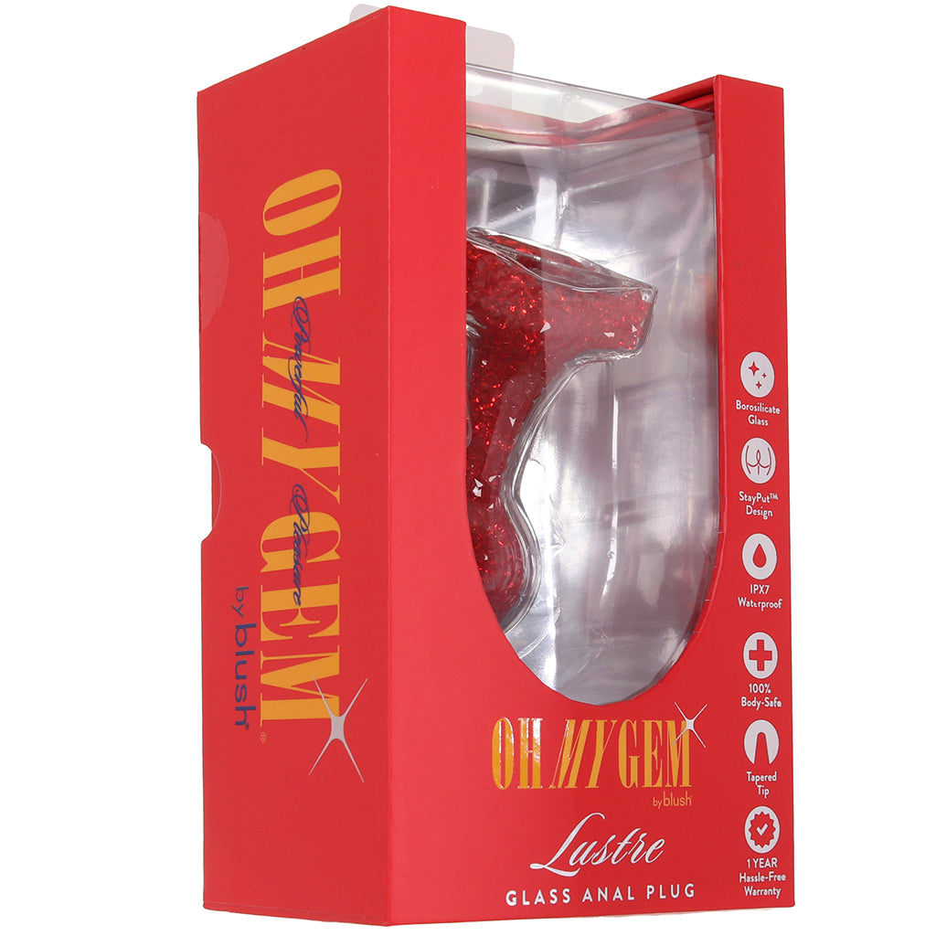 Oh My Gem Lustre Glass Butt Plug in Red Anal Sex Toys > Butt Plugs