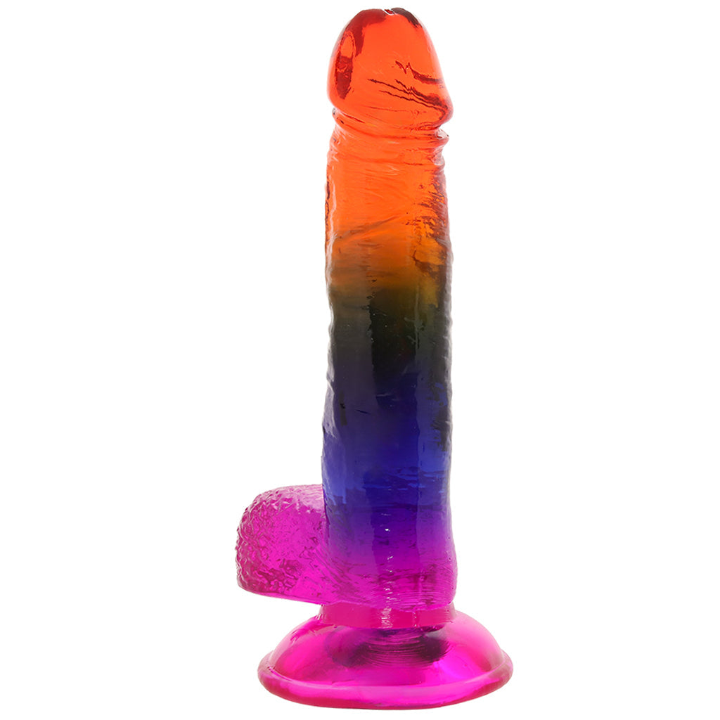 Crystal Jellies 8.5 Inch Cock & Balls Dildo in Rainbow Dildo Sex Toys > Realistic Dildos