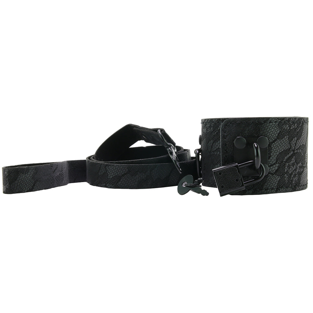 Sincerely Locking Lace Leash and Collar in Black Bondage and Fetish > Leashes and Collars