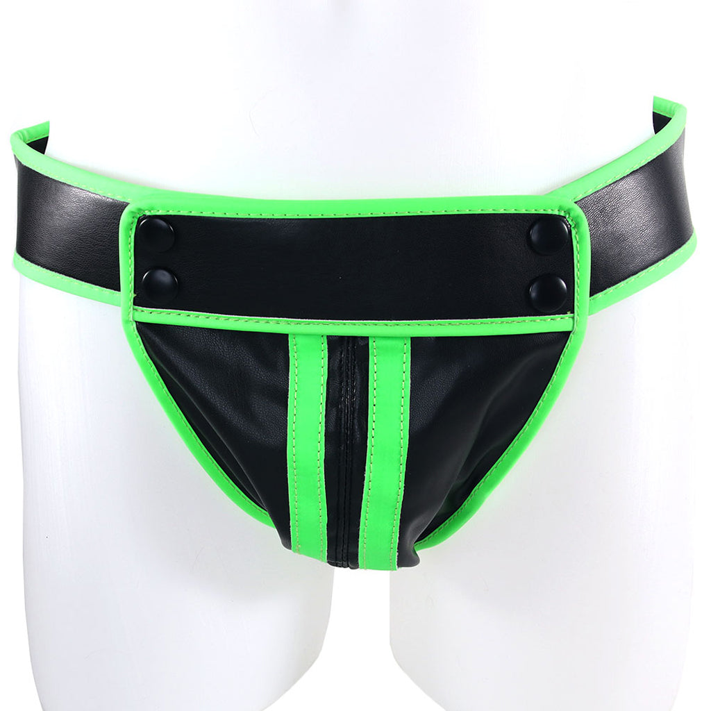 Ouch! Glow In The Dark Striped Pouch Jock Strap /M Bondage and Fetish > Men's Bondage Wear