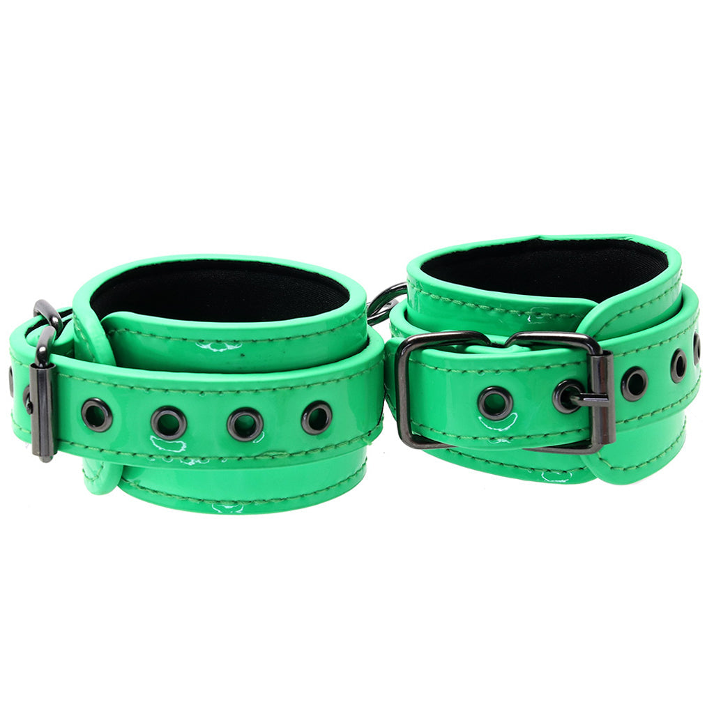 Electra Play Things Wrist Cuffs in Neon Green Bondage and Fetish > Wrist and Ankle Cuffs